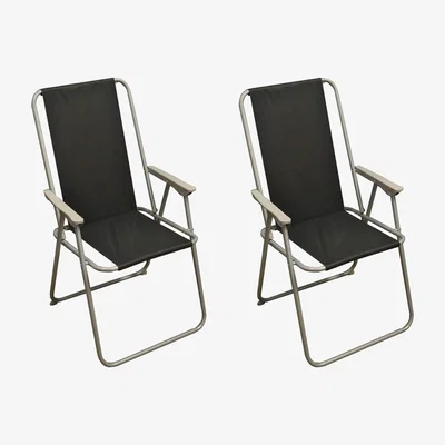 The Range Set of 2 Folding Garden Furniture Set Chairs - Black