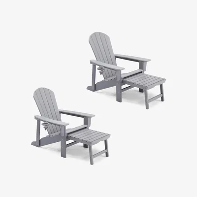 The Range Adirondack Garden Chair with Pull Out Footstool - Grey / 2