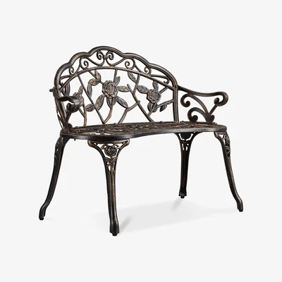 The Range Outdoor Metal Bench Patio Park Garden Bench - Bronze