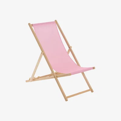 The Range Wooden Folding Garden Sun Lounger Deck Chair x1 - Light Pink