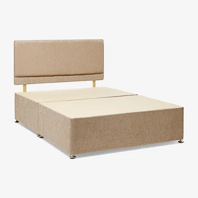 Dunelm Universal Chenille Divan Base with Headboard Beige