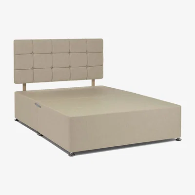 Dunelm Universal Linen Divan Base with Headboard Cream