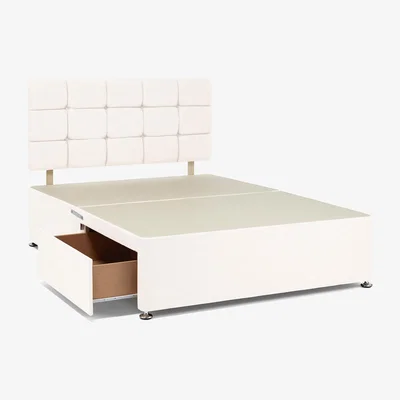 Dunelm Universal 2 Drawer Linen Divan Base with Headboard White