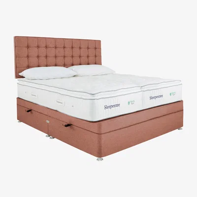 Furniture Village Sleepeezee - Natural Touch 2000 Pillowtop Zip and Link Side Ottoman Divan Set - Orange