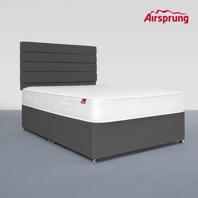 Furniture123 Airsprung Small Double 2 Drawer Divan Bed with Hybrid Mattress - Charcoal