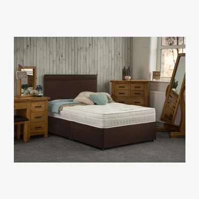 The Range Yealm Non Storage Divan Bed with Mattress - Brown / Single