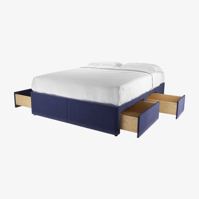 Sofa.com King Divan Base in Prussian Blue Cotton Matt Velvet - sofa.com