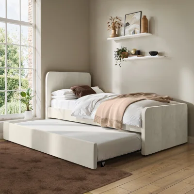 Furniture123 Cream Velvet Single Guest Bed with Trundle - Layla