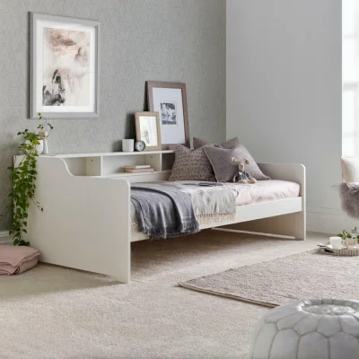 Happy Beds Tyler - Single - Day Bed Only - White - Wood - 3ft - Happy Beds