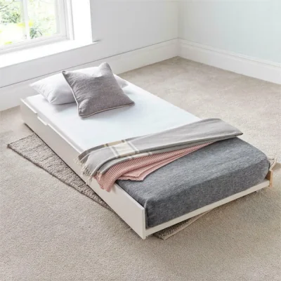 Happy Beds Tyler - Single - Trundle Guest Bed Only - White - Wood - 3ft - Happy Beds