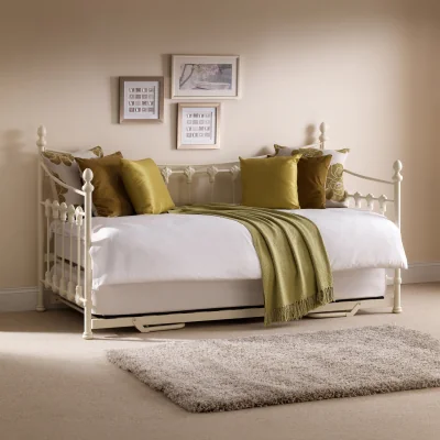 Happy Beds Versailles - Single - White Metal Guest Day Bed and Trundle - Single - Happy Beds