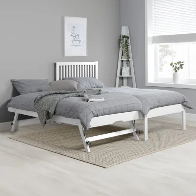 Happy Beds Buxton - Single - Guest Bed - White - Wood - 3ft - Happy Beds