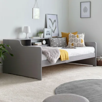 Happy Beds Tyler - Single Day Bed - Guest Grey - Wooden - 3ft - Happy Beds