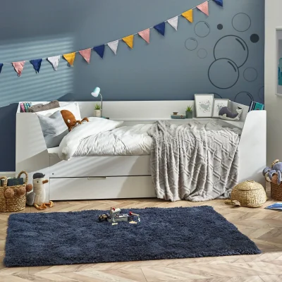 Happy Beds Cyclone - Single – Day Bed with Underbed Storage Drawer - White - Wooden - 3ft