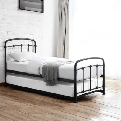 OAT Home Redbridge Metal Guest Bed with Trundle, Black