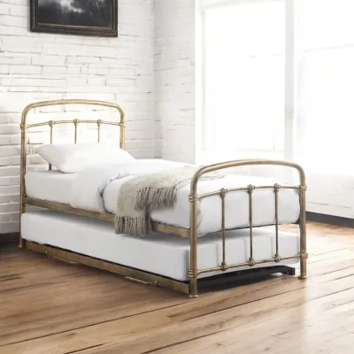 OAT Home Redbridge Metal Guest Bed with Trundle, Antique Brass