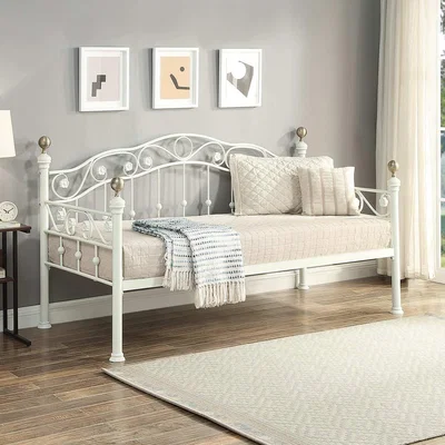 The Range Mayfair White and Brass Effect Metal Single Day Bed - White
