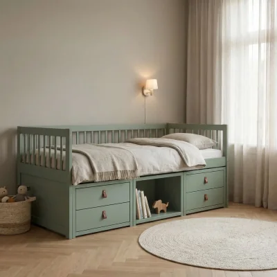 The Range Lottie Day Bed with Underbed Storage Drawers in Forest Green - Forest Green