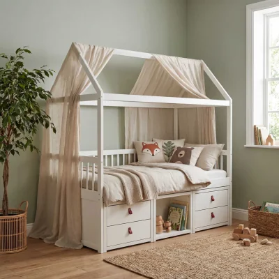 The Range Lottie Bo Peep House Day Bed with Storage Drawers  - White
