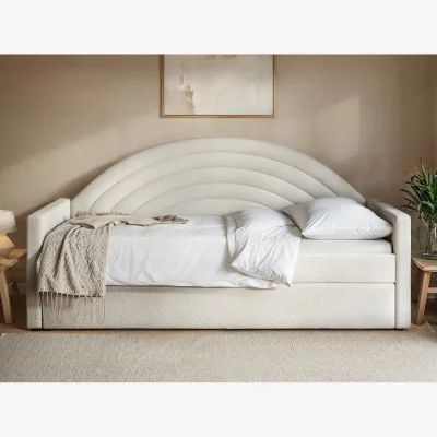 The Range Noa Rainbow Day Bed with Trundle Beige Teddy Fabric - Beige