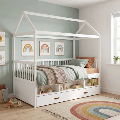 The Range Lottie Bo Peep House Day Bed with Pull-Out Trundle in Classic White - White