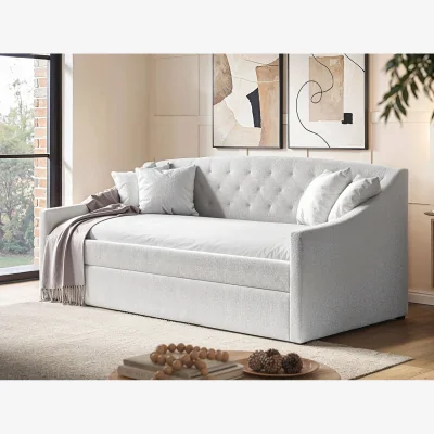 The Range Aurora Cream Boucle Daybed with Trundle - Cream