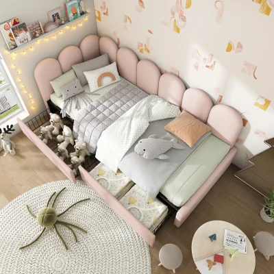 The Range Velvet Upholstered Single Daybed with Storage Drawers - Pink