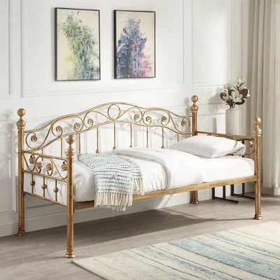 The Range Mayfair Antique Brass Effect Metal Single Day Bed - Antique Brass