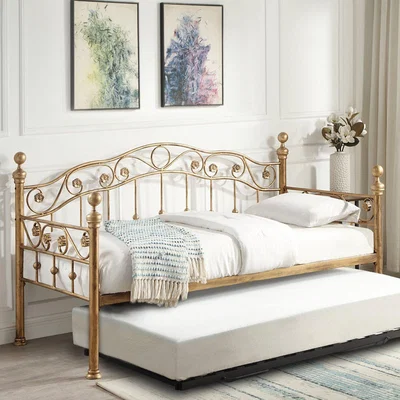 The Range Mayfair Antique Brass Effect Single Day Bed and Guest Trundle - Antique Brass