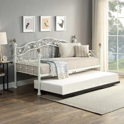 The Range Mayfair Metal Single Day Bed and Guest Trundle - White