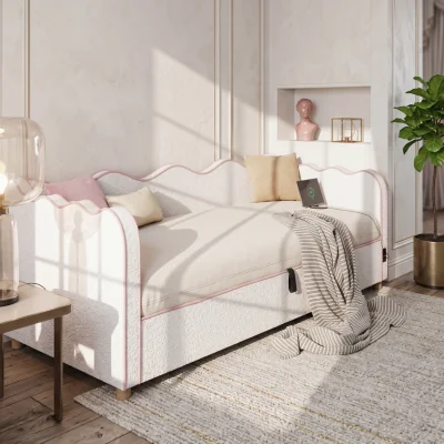 The Range Bouclé Daybed with Hydraulic Storage, USB & Backrest - Cream