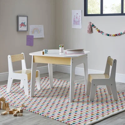 Dunelm Kids White Table and Chair Set White