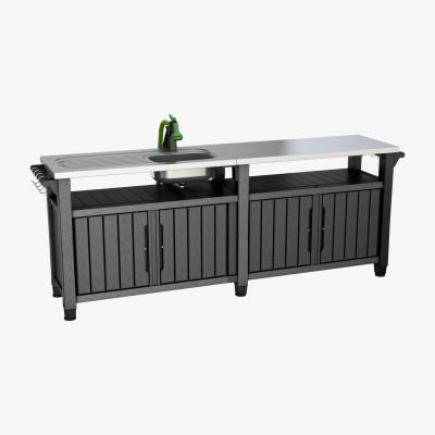Furniture123 Black Wood Effect Outdoor Kitchen Unit - Keter Unity Chef Kitchen