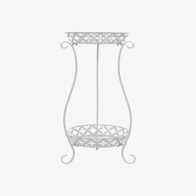 The Range 2 Tier Tall Wire Vintage Metal Plant Stand - White