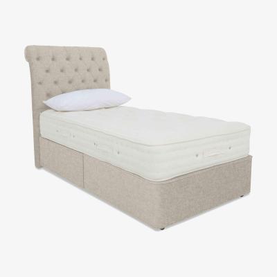 Furniture Village Hypnos - Luxury Firm 3 Divan Set with 2 Drawers - Single - Tweed Stone