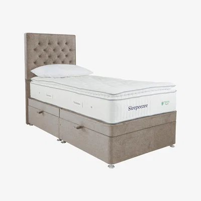 Furniture Village Sleepeezee - Natural Touch 3000 Pillowtop Side Ottoman Divan Set - Single - Brown