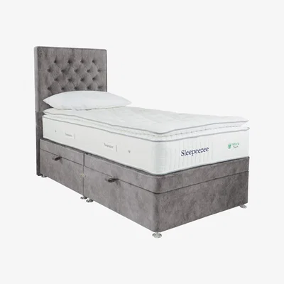 Furniture Village Sleepeezee - Natural Touch 3000 Pillowtop Side Ottoman Divan Set - Single - Grey