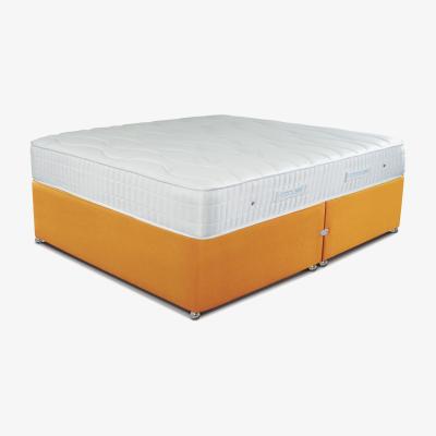 Furniture123 Sleepeezee King Size Divan Bed in Tweed Mustard with Cooler Pinnacle 1000 Mattress
