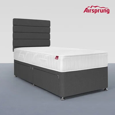 Furniture123 Airsprung Single 2 Drawer Divan Bed with Hybrid Mattress - Charcoal