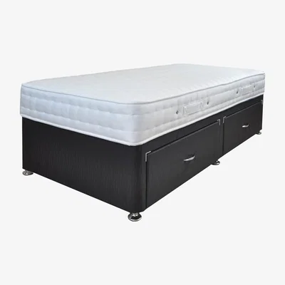 Furniture123 Airsprung Aria 1000 Memory Mattress with Black 2 Drawer Platform Divan Bed - Single
