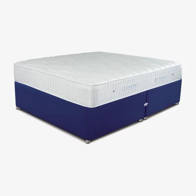 Furniture123 Sleepeezee King Size Divan Bed in Plush Navy with Cooler Pinnacle 1000 Mattress