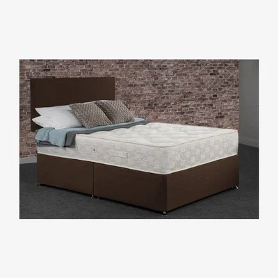 The Range Bovey Divan Non Storage Base Bed With Mattress - Brown / Single
