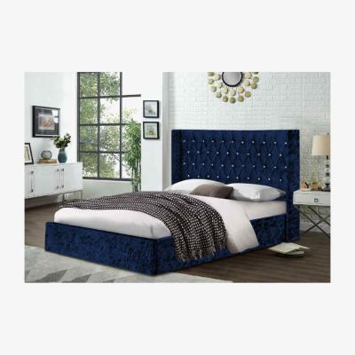 The Range Elizabeth Upholstered Crush Velvet Bed Frame - Blue / Single