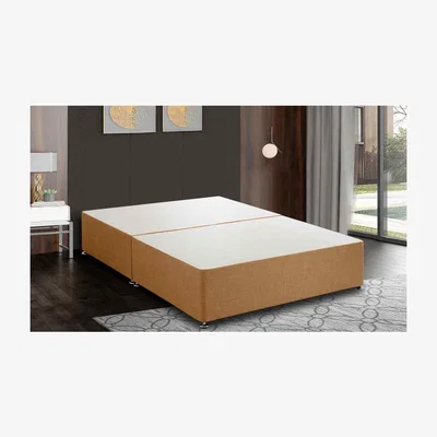 The Range Amara Divan Base Only - Plush Fabric, Non Storage - Mustard / Small Single