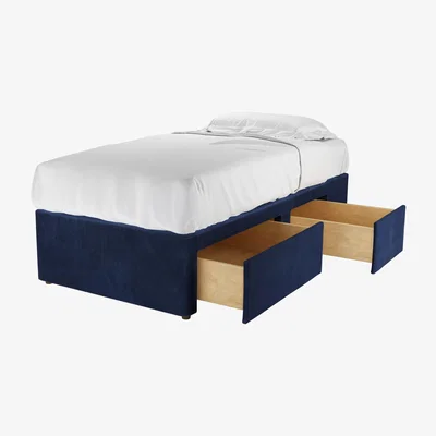 Sofa.com RHF Single Continental Drawer Divan Base in Cruise Smart Velvet - sofa.com