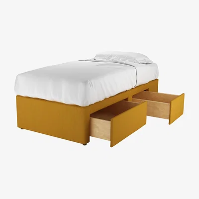 Sofa.com RHF Single Continental Drawer Divan Base in Mango Brushed Linen Cotton - sofa.com