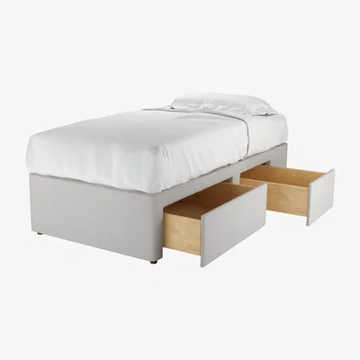 Sofa.com RHF Single Continental Drawer Divan Base in Alabaster Brushed Linen Cotton - sofa.com