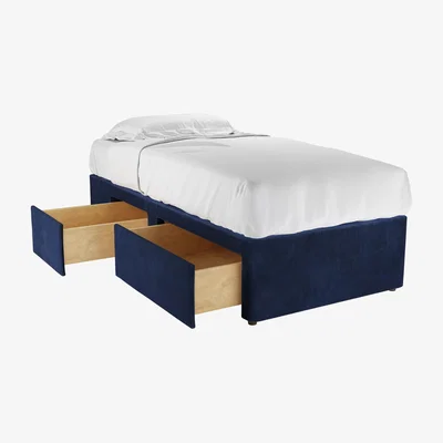 Sofa.com LHF Single Continental Drawer Divan Base in Cruise Smart Velvet - sofa.com
