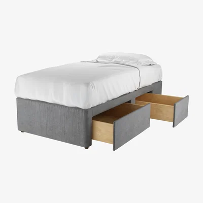 Sofa.com RHF Single Continental Drawer Divan Base in Earl Grey Smart Velvet - sofa.com