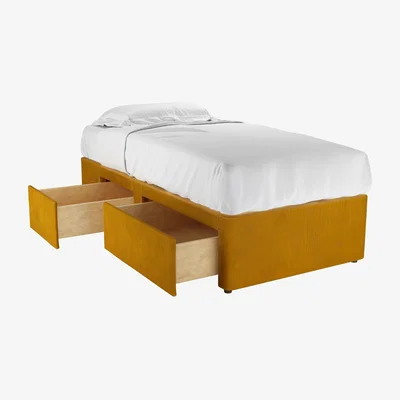 Sofa.com LHF Single Continental Drawer Divan Base in Amber Smart Velvet - sofa.com